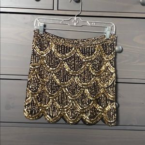 Arden B Black & Gold Sequin Mini Skirt